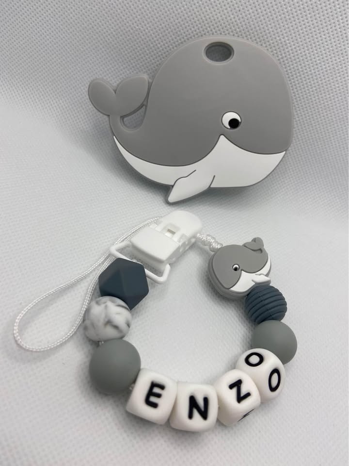 Attache-sucette personnalisée en silicone – Prénom de bébé