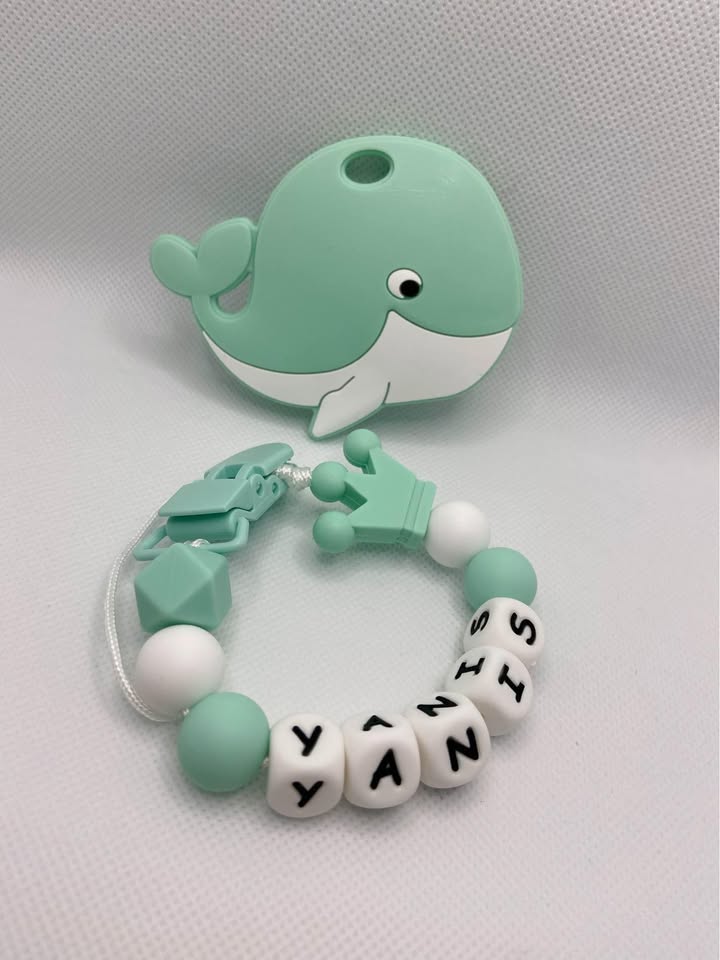Attache-sucette personnalisée en silicone – Prénom de bébé