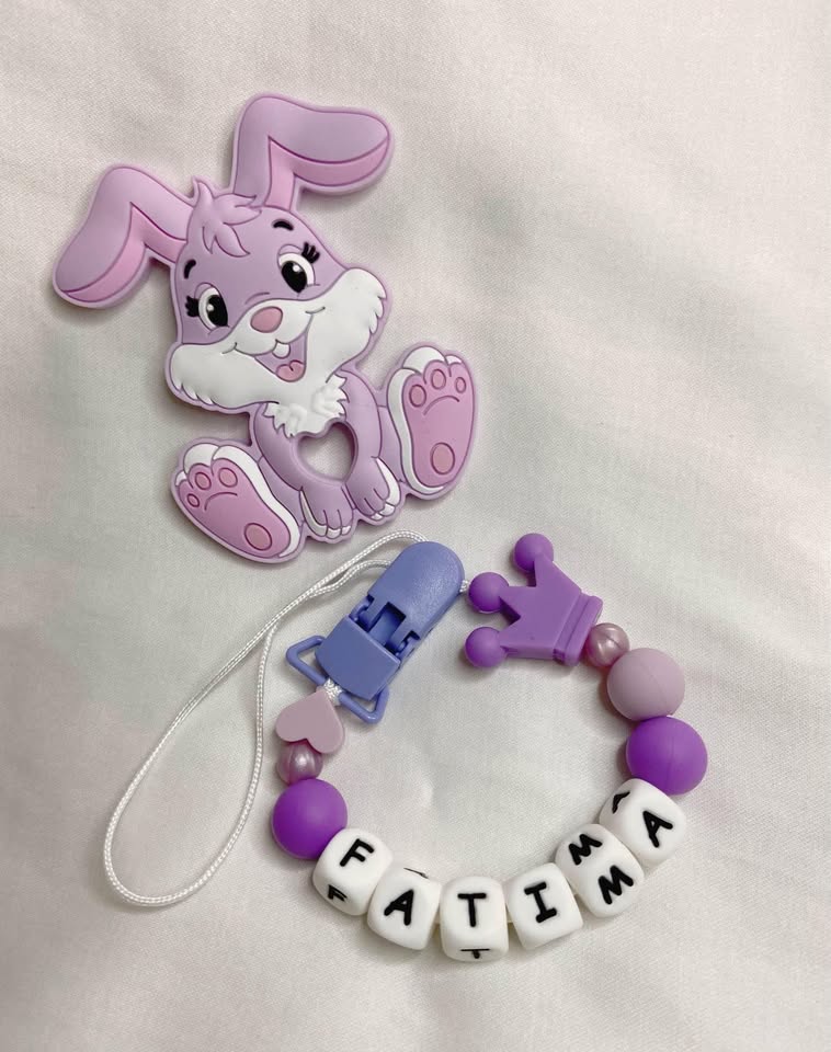 Attache-sucette personnalisée en silicone – Prénom de bébé