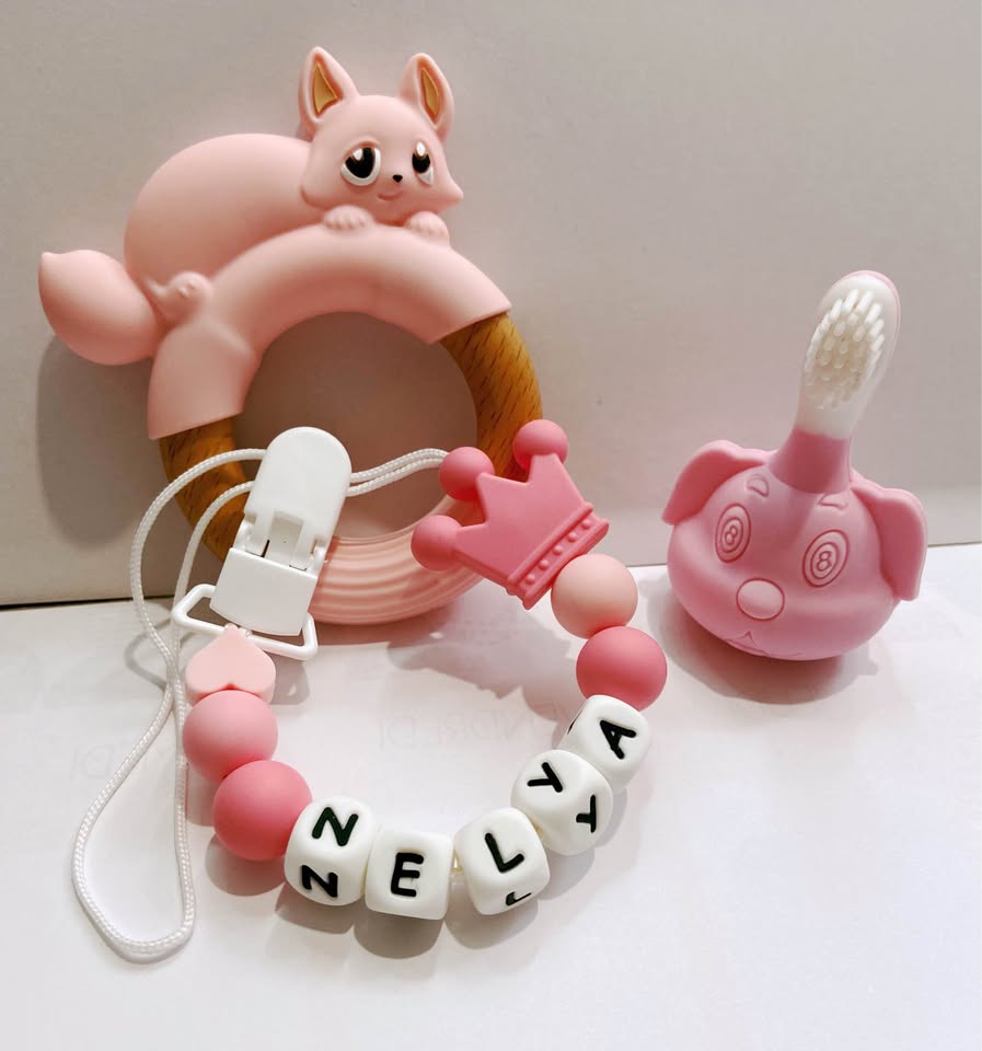 Attache-sucette personnalisée en silicone – Prénom de bébé