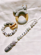 Hochet de dentition et porte-clé avec prénom