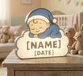 Veilleuse de naissance personnalisée – Bébé endormi sur un nuage